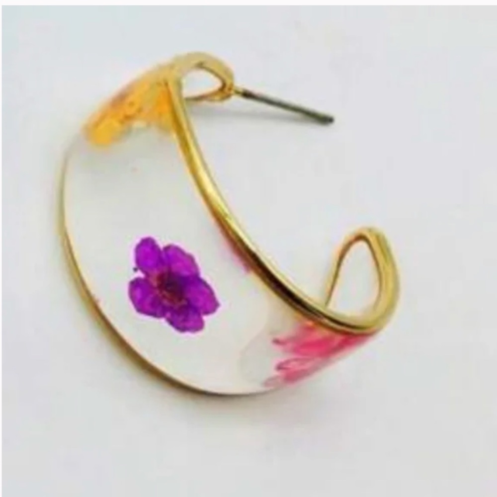 Free Dried Flower Hoop Moon Chic Hipster Hippie Art Artsy Hip Farm Earrings View 2